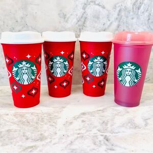 4 Starbucks Travel Mugs NWOT